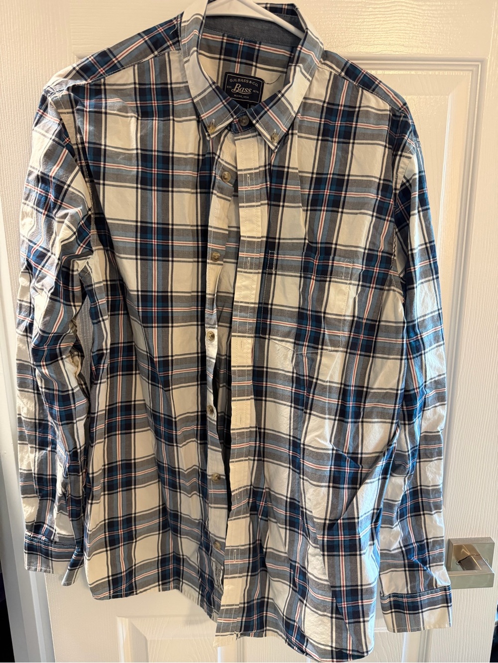G.H. Bass & Co Men’s Large Plaid Button Down Shirt 100% Cotton